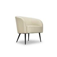 Romane fauteuil bouclette blanche et métal noir
