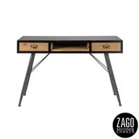 Highland console en sapin massif et métal noir 2 tiroirs