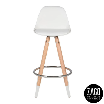 Izzi chaise de bar style scandinave blanche repose-pieds métal