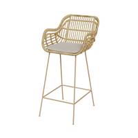 Azeli chaise de bar en rotin et tissu beige H71