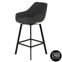 Moss chaise de bar pivotante tissu gris foncé piètement métal noir H75