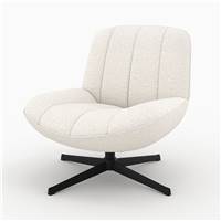 Naova fauteuil pivotant en tissu bouclé blanc cassé