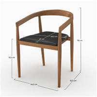 Breda chaise en bois de teck vernis et assise cuir