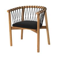 Almeria fauteuil de jardin en teck et tissu noir