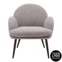 Oreo fauteuil en tissu effet laine bouclette gris foncé