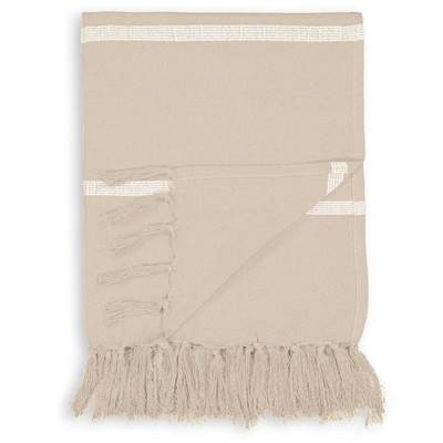 Nedo plaid frangé beige taupe 180x230