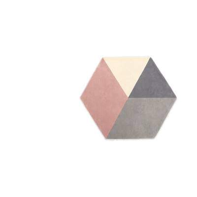 Hagen tapis hexagonal gris et rose 150x180