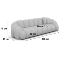 Dolban canapé 4 places en tissu texturé aspect velours gris anthracite