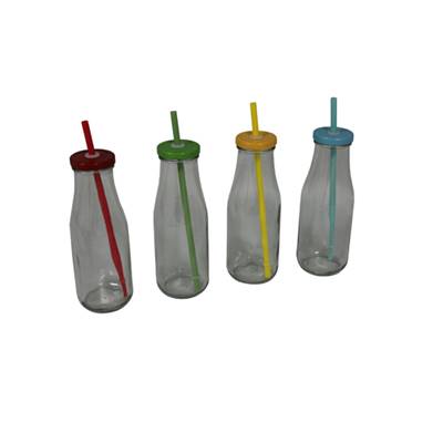 Set 4 bouteilles avec paille