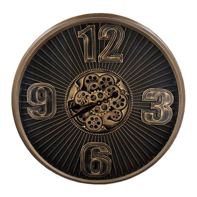 Pendule industrielle avec rouages Ø 80 cm