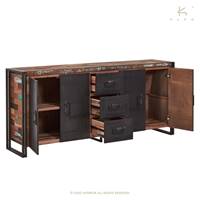 Nautical buffet bois de bateau recyclé 4 portes 3 tiroirs