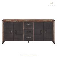 Nautical buffet bois de bateau recycl 4 portes 3 tiroirs