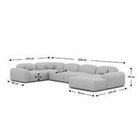 Buccana canapé panoramique d'angle droit en tissu texturé beige