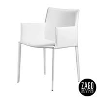 Solene fauteuil accoudoirs en cuir blanc