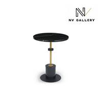 Kessler table d'appoint métal doré et pierre noir