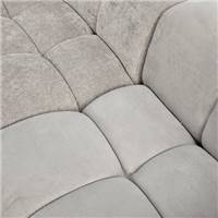 Canapé droit en velours et tissu texturé gris/taupe