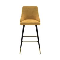 Kaoli chaise de bar en velours jaune curry et pieds en métal H78