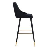 Kaoli chaise de bar en velours noir et pieds en métal H78