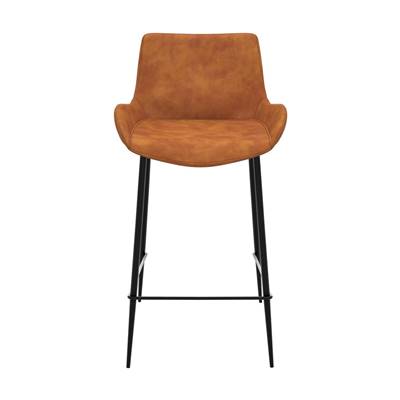 Arianna chaise de bar en cuir synthétique camel pied métal