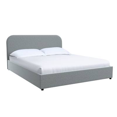 Flayat lit double avec coffre en tissu gris 160x200