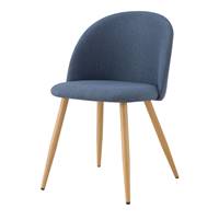 Benette chaise en tissu bleu foncé et métal effet bois