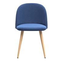Bennette chaise en tissu bleu jean et métal effet bois