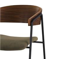 Briva chaise velours vert kaki et bois de noyer