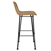 Zago chaise de bar en métal et résine tressée marron