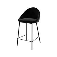 Turin chaise de bar arrondie velours noir H65
