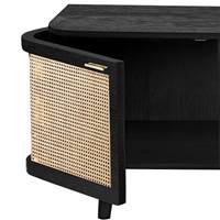 Agora meuble TV en bois de manguier et cannage 2 portes 1 tiroir 1 niche