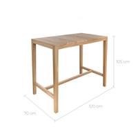 Malte table haute de jardin en bois de teck L120