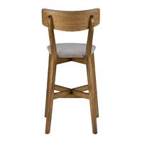 Nolite chaise de bar mi-hauteur en tissu gris et pieds en bois foncé