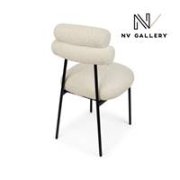 Glorys chaise en tissu bouclé blanc et métal noir