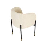Alexia fauteuil en tissu tweed crème incurvé pied métal noir et laiton