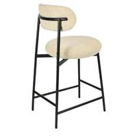 Vanilla tabouret de bar en tissu tweed sable et métal noir H68