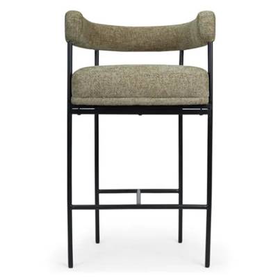 Borry tabouret de bar tweed taupe et métal noir H78