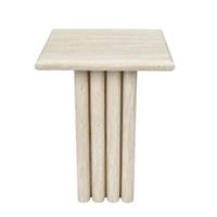 Jivan table d'appoint carrée effet travertin glossy