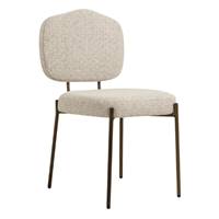 Breka chaise en tissu beige cappuccino et métal chocolat