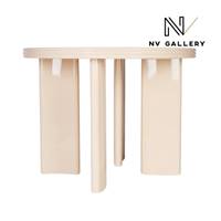 Gisele table à manger ronde 4 personnes bois peint beige glossy