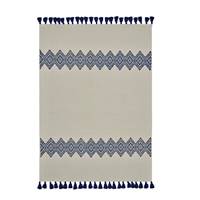 Atmospore tapis 120x170 beige et 2 lignes géométriques bleues