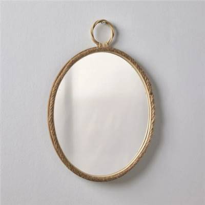 Miroir ovale en rotin et jute tressée