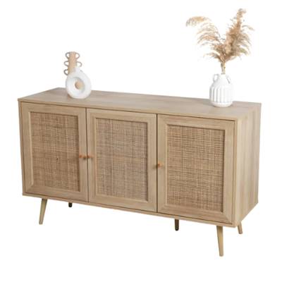 Bali buffet 3 portes bois et rotin L120cm