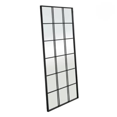 Raty grand miroir mural type fenêtre industrielle 18 carreaux métal noir H180cm