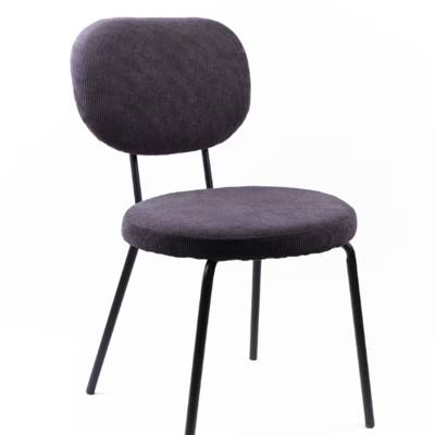 Cosy chaise en velours côtelé gris et pieds métal noir