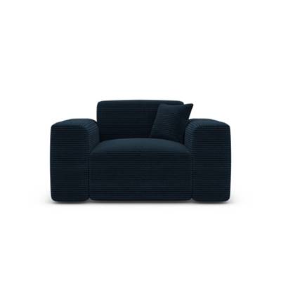 Novage fauteuil 1 place en velours côtelé bleu foncé