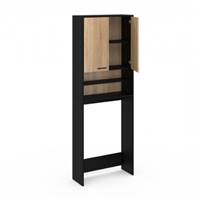 Dora meuble dessus de machine à laver 2 portes bois et noir