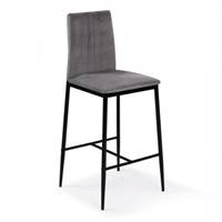 Beata tabouret de bar en velours gris foncé dossier haut H65