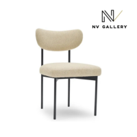 Lama chaise en tissu beige sable et métal noir