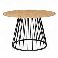 Tilki table à manger ronde 6 personnes en bois et pied filiaire noir