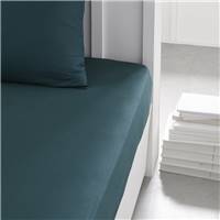 Essential drap housse 180x200 30cm bleu paon